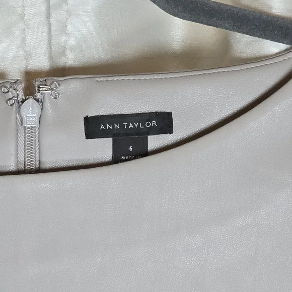 Ann Taylor Women's Vegan Leather Sheath Midi Dress Short Sleeve Size 6 Gray New - Picture 8 of 16